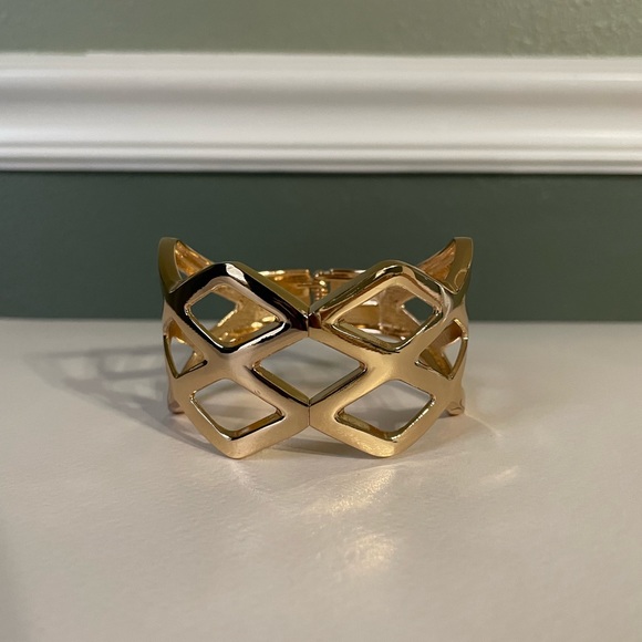 Gold Open Hinge Bracelet - Picture 2 of 3